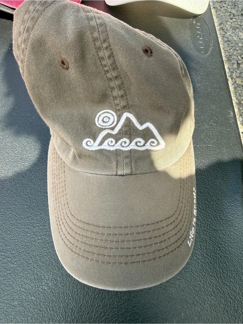 Life Is Good Olive Baseball Cap with White Embroidery